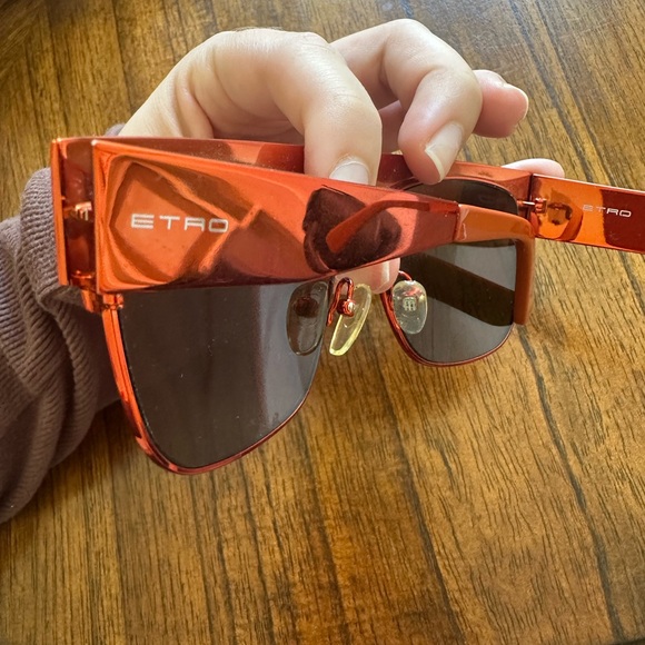 Etro Orange Mirrored Sunglasses Etro Orange Mirrored Flat-Top Sunglasses main image 3